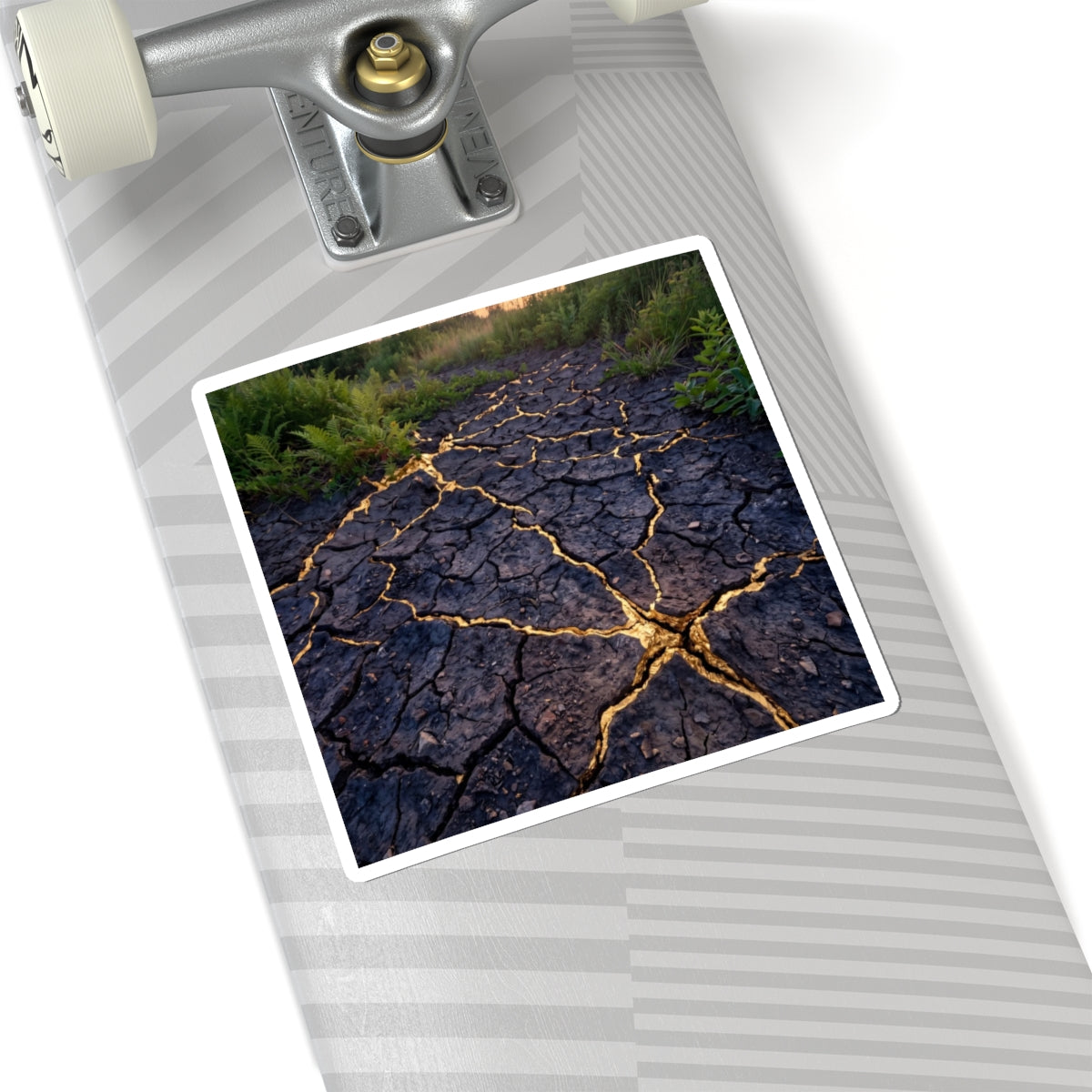 Summer Cracked Earth Crackle Gold Sticker | Philosophical Decor