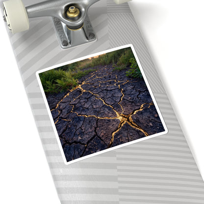 Summer Cracked Earth Crackle Gold Sticker | Philosophical Decor