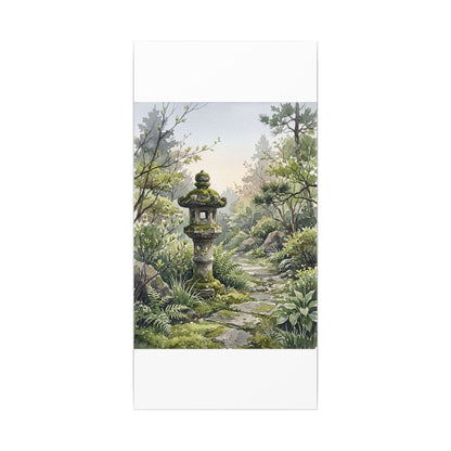 Neutral Stone Lantern Canvas Art - Watercolor Japandi