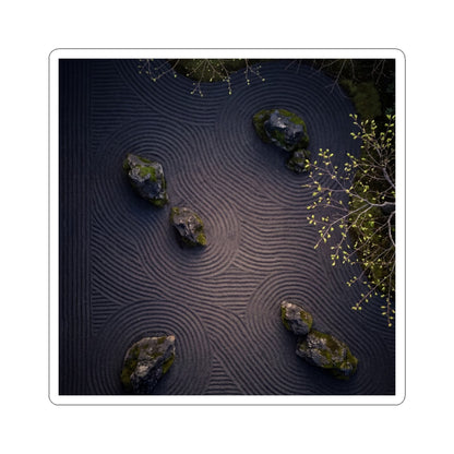 Rock Garden Sticker | Spring Dark Japandi Shadow Zen Art