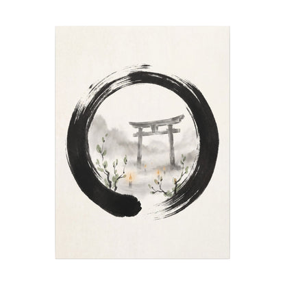 Spring Torii Gate Enso Canvas Art | Tranquil Decor
