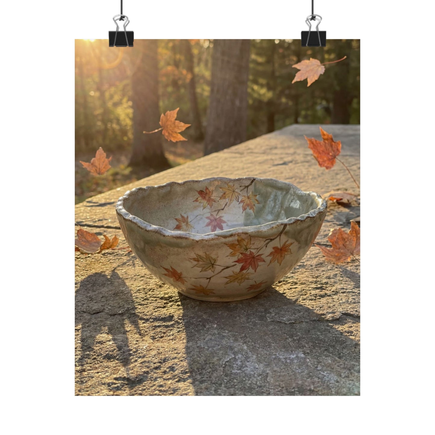 Warm Ceramic Bowl Wall Art Print - Japanese Pattern Japandi Art Print