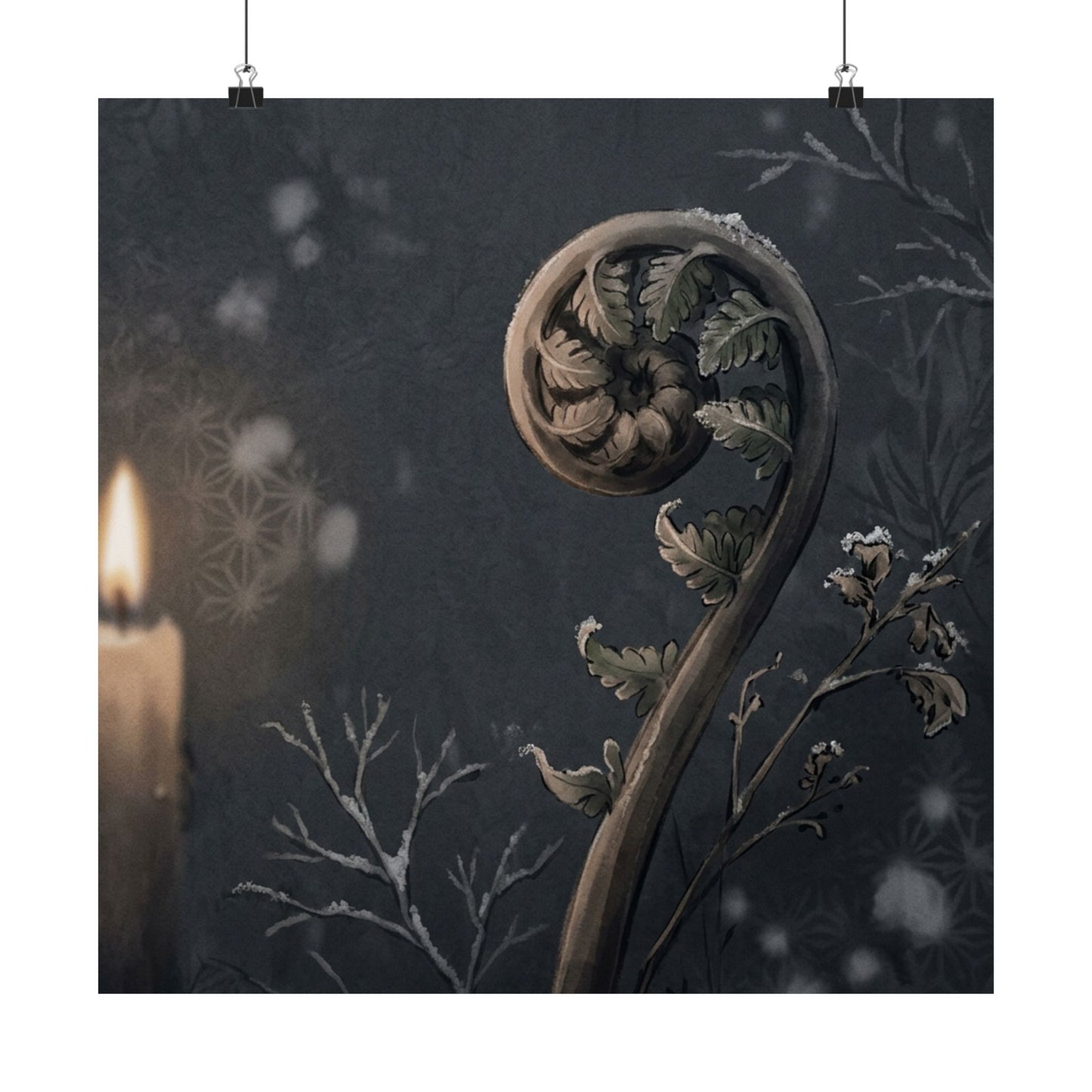 Fern Unfurling Japanese Pattern Wall Art Print | Warm Japandi Art