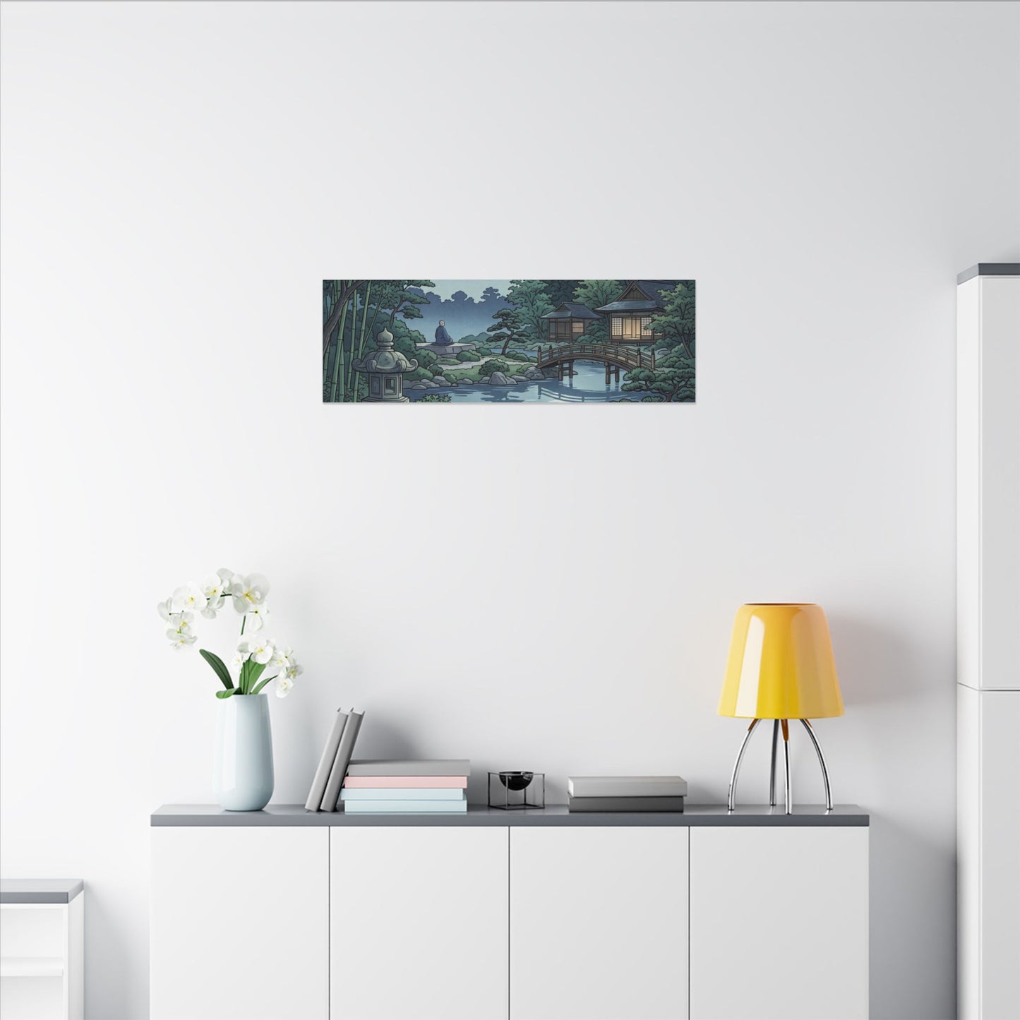 Summer Moonlit Garden Ukiyo E Inspired Canvas Art | Serene Decor