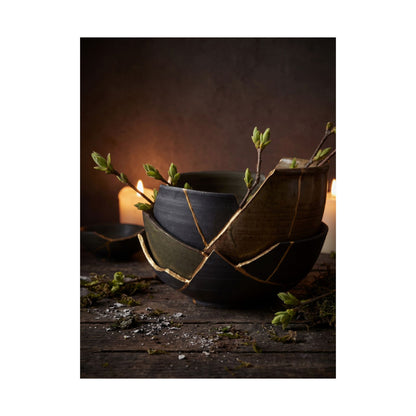 Seijaku Broken Pottery Wall Art Print - Dark Japandi Shadow Zen