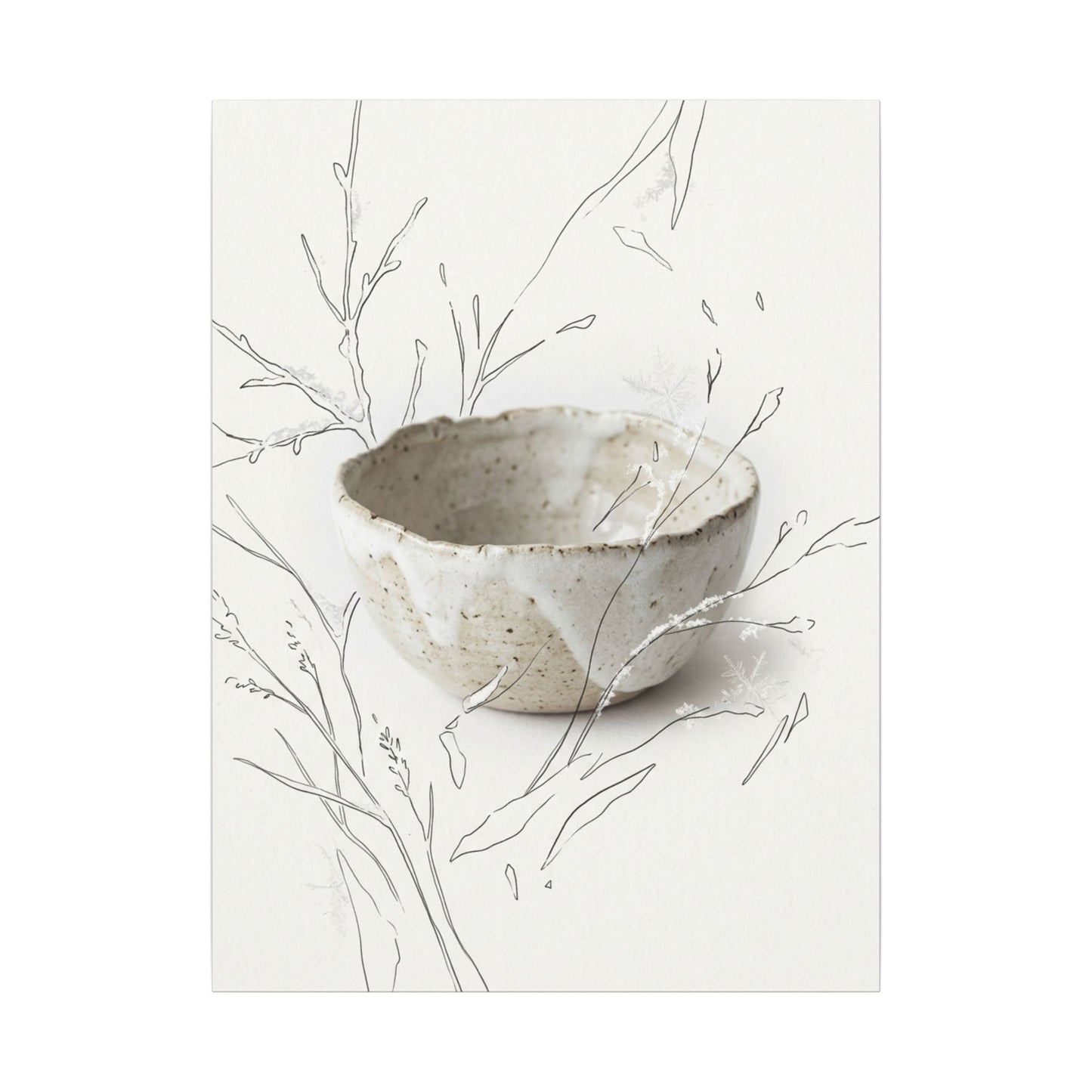 Neutral Ceramic Bowl Canvas Art - Minimal Line Japandi