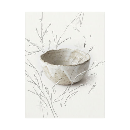 Neutral Ceramic Bowl Canvas Art - Minimal Line Japandi