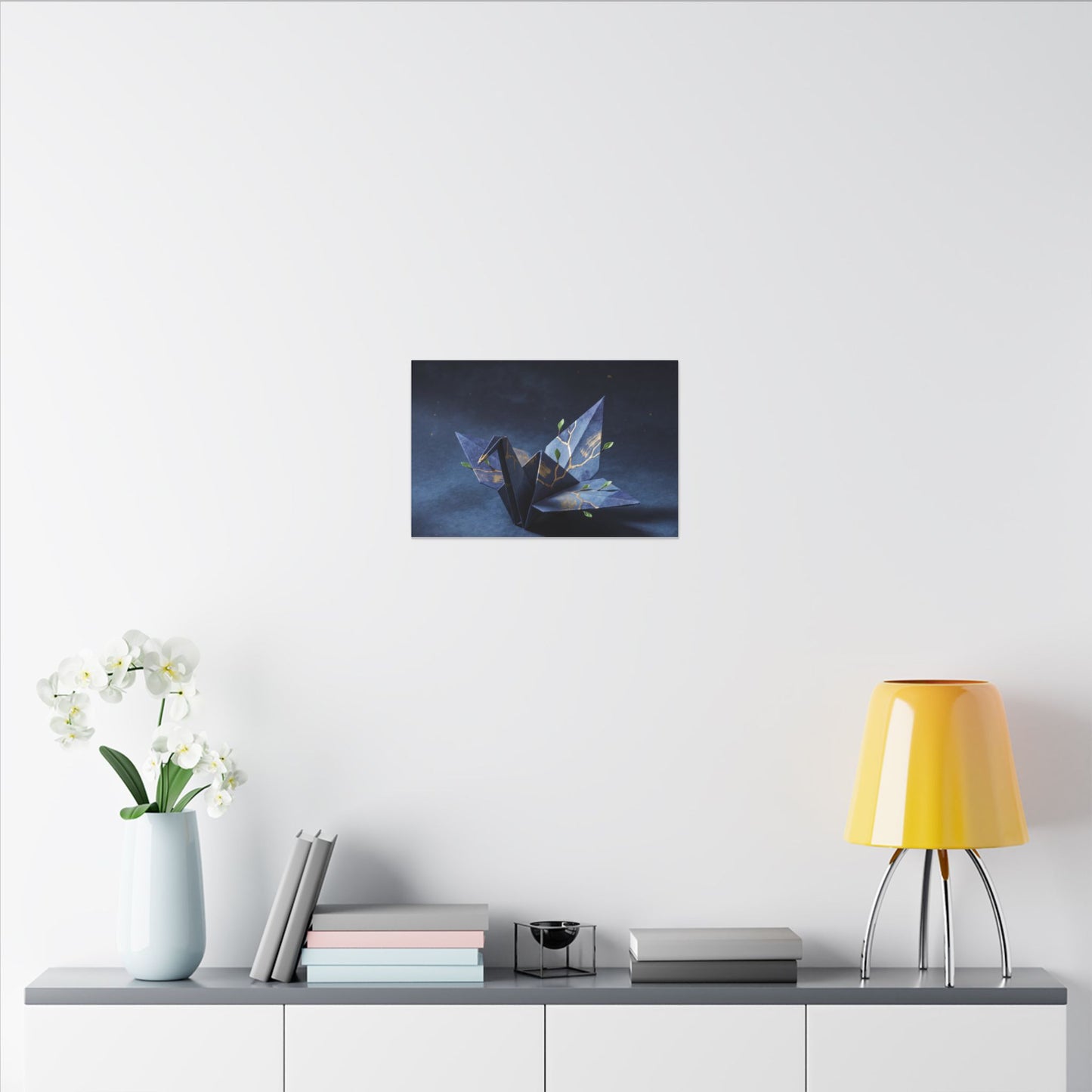 Kintsugi Paper Fold in Moonlight | Crackle Gold Canvas Art