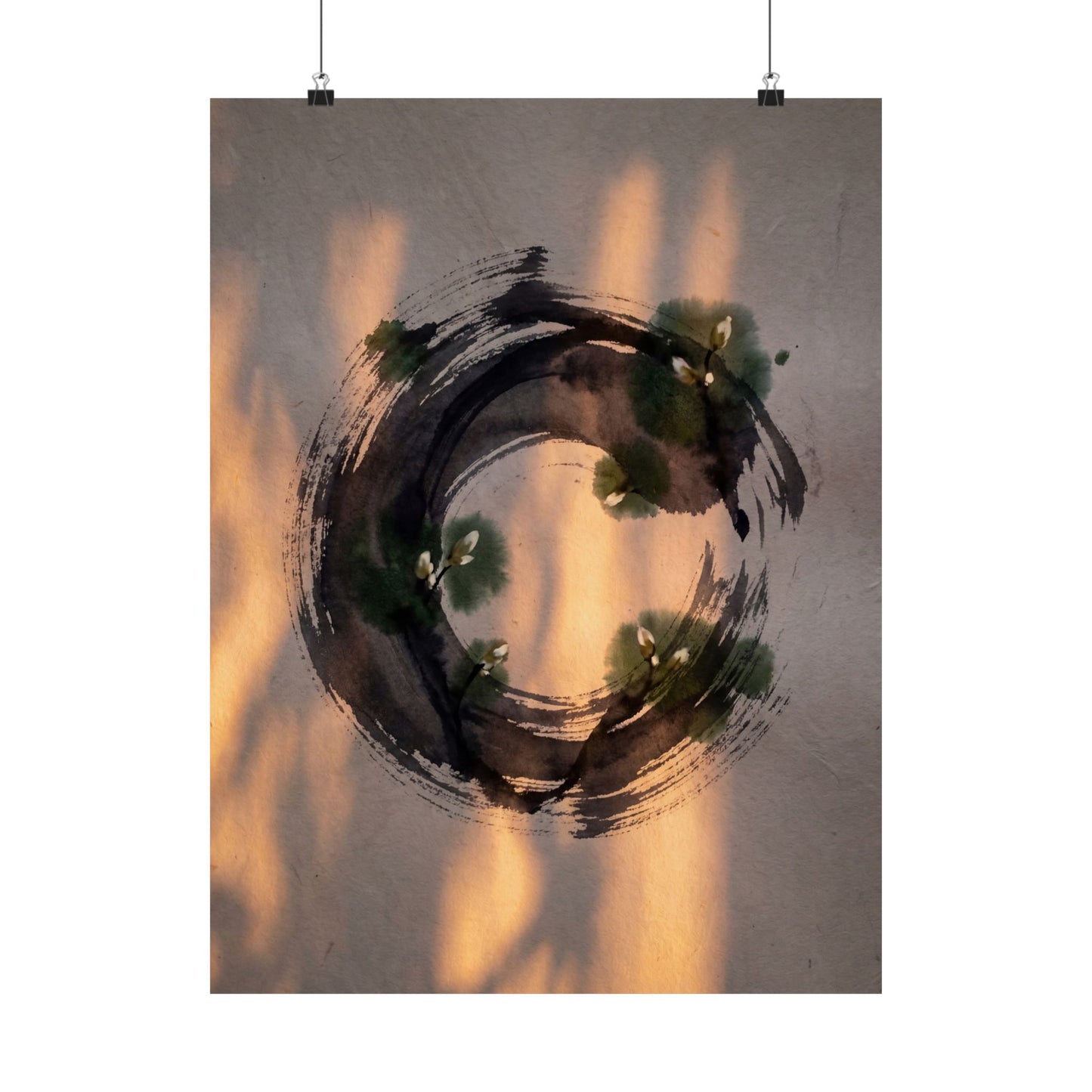 Candlelight Ink Brushstroke Wall Art Print - Dark Japandi Datsuzoku Art Print