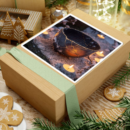 Ceramic Bowl Sticker | Winter Kintsugi Gold Repair Art Art Print