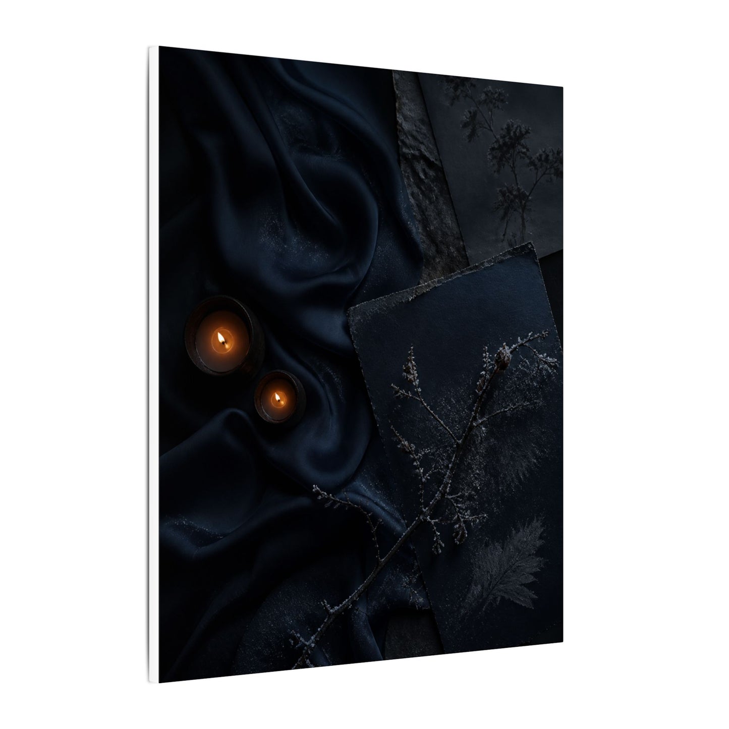 Candlelight Silk Drape Canvas Art - Dark Japandi Kanso