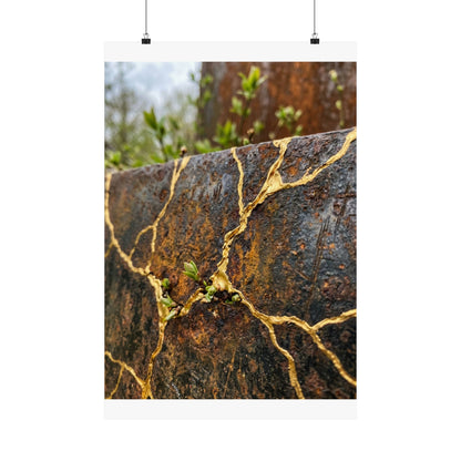 Philosophical Rust Patina Wall Art Print - Gold Repair Kintsugi