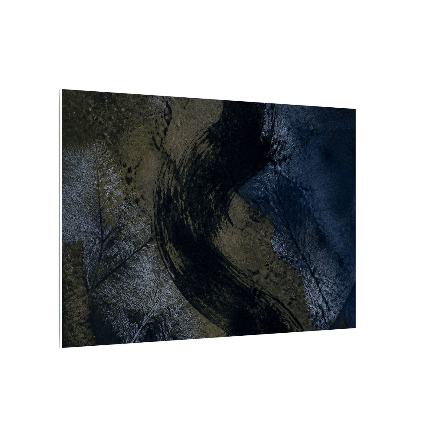 Shibui Ink Brushstroke Canvas Art - Dark Japandi Dark Texture