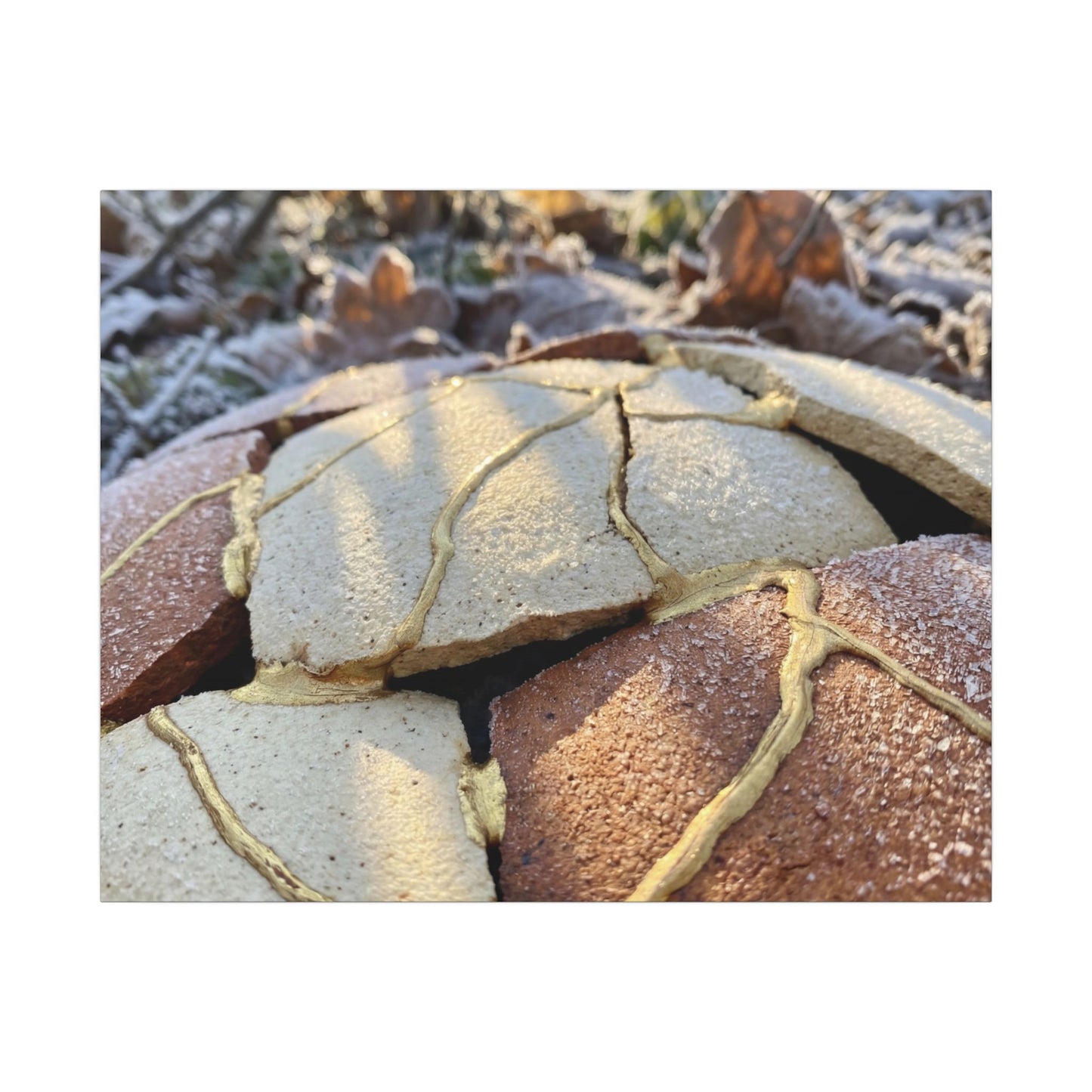 Broken Pottery Crackle Gold Canvas Art | Healing Kintsugi Art