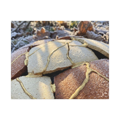 Broken Pottery Crackle Gold Canvas Art | Healing Kintsugi Art