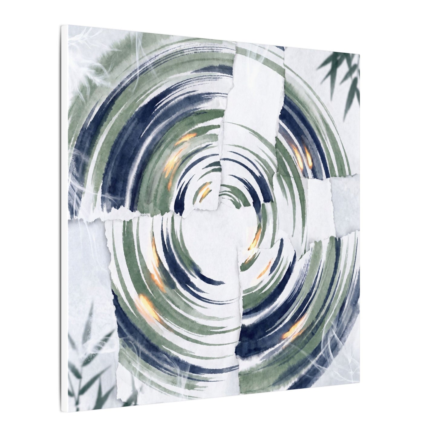 Winter Water Ripple Sumi E Canvas Art | Peaceful Decor