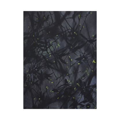Shadow Play Spring Canvas Art | Dark Japandi Atmospheric Design