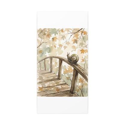Wooden Bridge Canvas Art | Autumn Japandi Watercolor Art