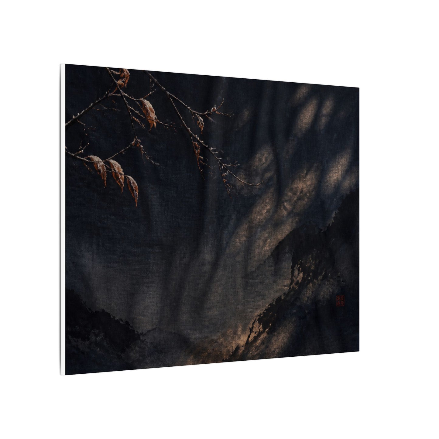 Atmospheric Silk Drape Canvas Art - Charcoal Ink Dark Japandi