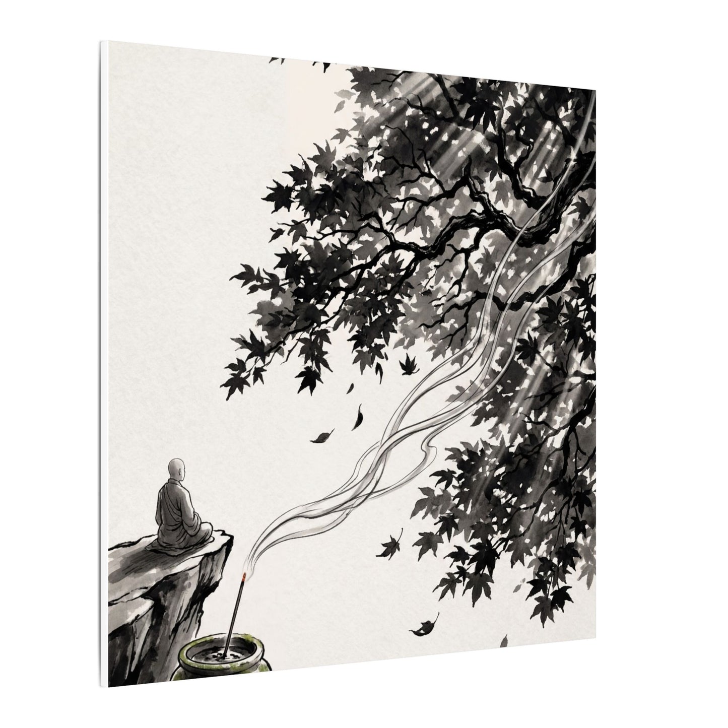 Serene Incense Smoke Canvas Art - Ukiyo E Inspired Zen