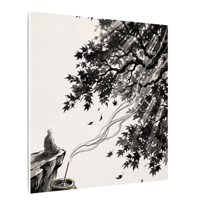 Serene Incense Smoke Canvas Art - Ukiyo E Inspired Zen