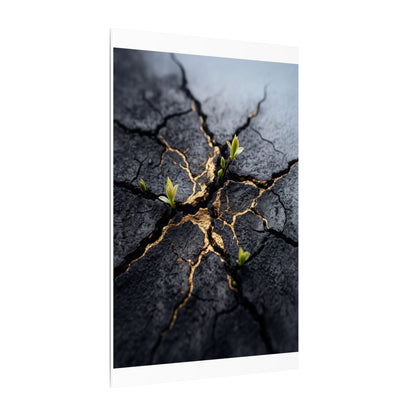 Ma Cracked Earth Canvas Art - Dark Japandi Charcoal Ink