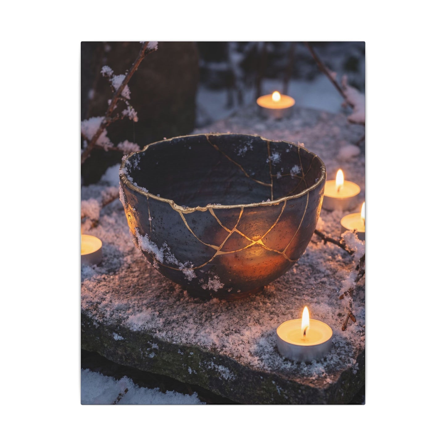 Ceramic Bowl Gold Repair Canvas Art | Beautiful Kintsugi Art