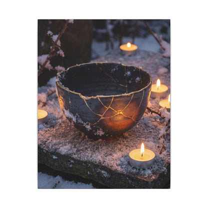 Ceramic Bowl Gold Repair Canvas Art | Beautiful Kintsugi Art