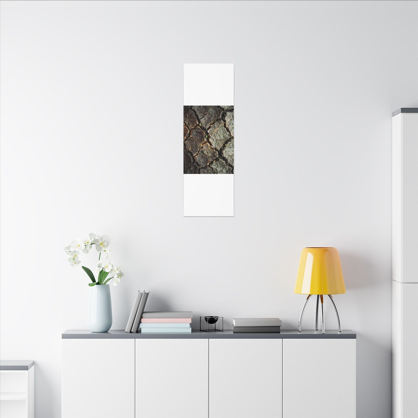 Earthy Cracked Earth Canvas Art - Japanese Pattern Japandi