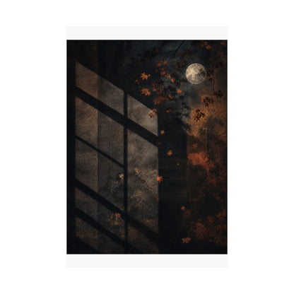 Shadow Play Autumn Wall Art Print | Dark Japandi Luxurious Design