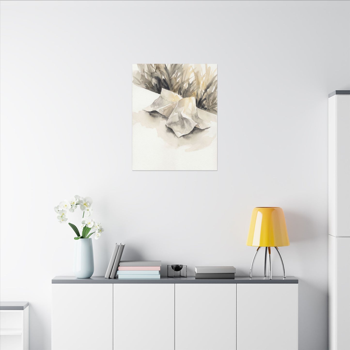 Paper Fold Watercolor Canvas Art | Warm Japandi Art