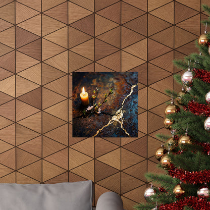 Beautiful Rust Patina Wall Art Print - Gold Repair Kintsugi