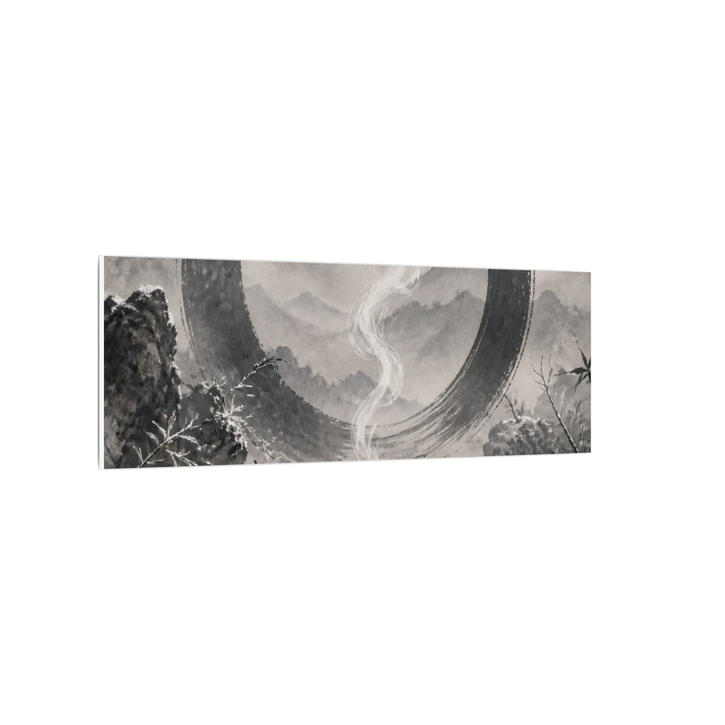 Incense Smoke Canvas Art | Winter Zen Sumi E Art