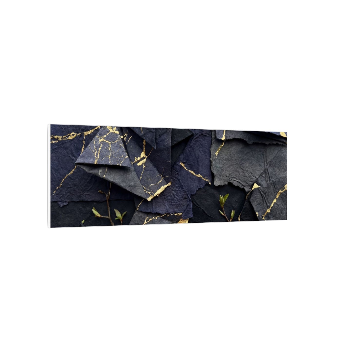 Beautiful Paper Fold Canvas Art - Crackle Gold Kintsugi