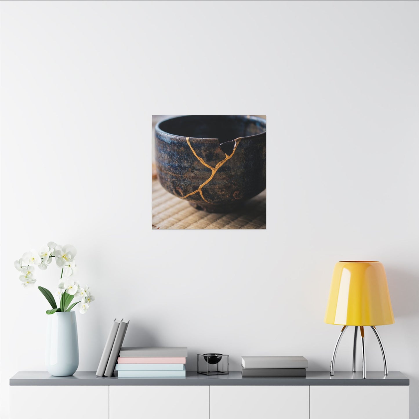 Tea Ceremony Autumn Canvas Art | Kintsugi Healing Design