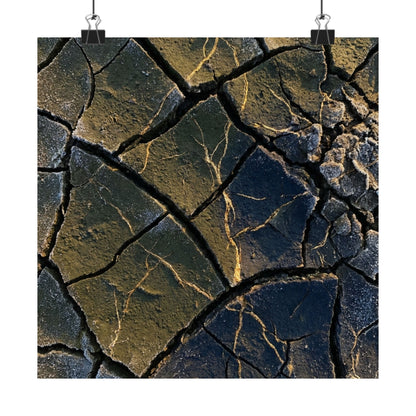 Kanso Cracked Earth Wall Art Print - Dark Japandi Moody Minimal Art Print