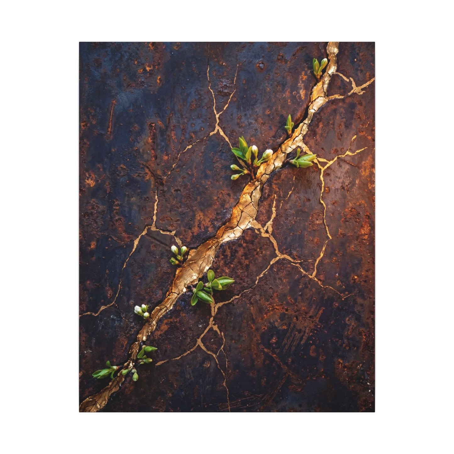 Rust Patina Spring Canvas Art | Kintsugi Resilient Design