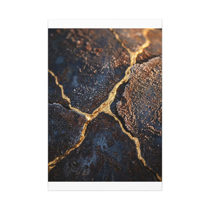 Winter Rust Patina Gold Vein Canvas Art | Resilient Decor