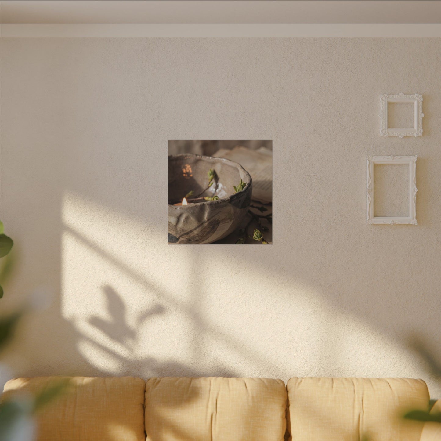 Candlelight Ceramic Bowl Canvas Art - Japandi Ma