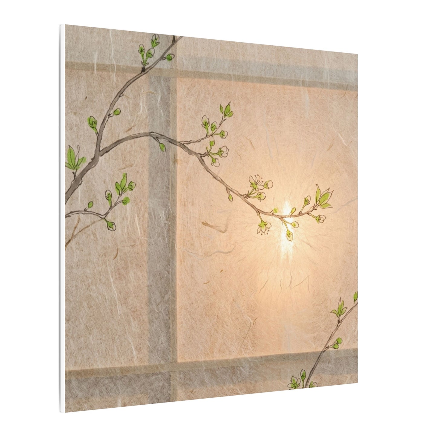 Warm Shoji Screen Canvas Art - Minimal Line Japandi