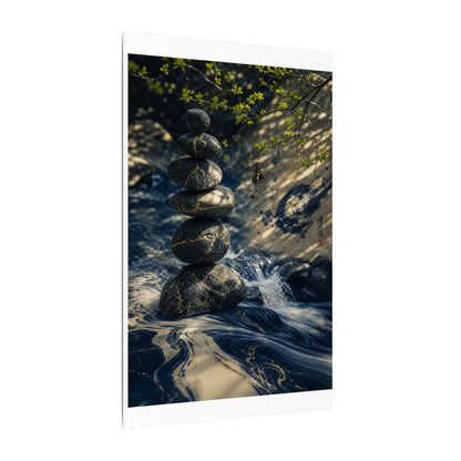 Kintsugi River Stones in Dappled | Broken Beauty Canvas Art