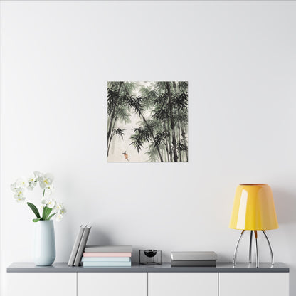 Zen Bamboo Grove in Overcast | Sumi E Canvas Art