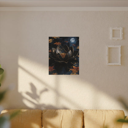 Moonlight Lotus Flower Canvas Art - Kintsugi Fukinsei