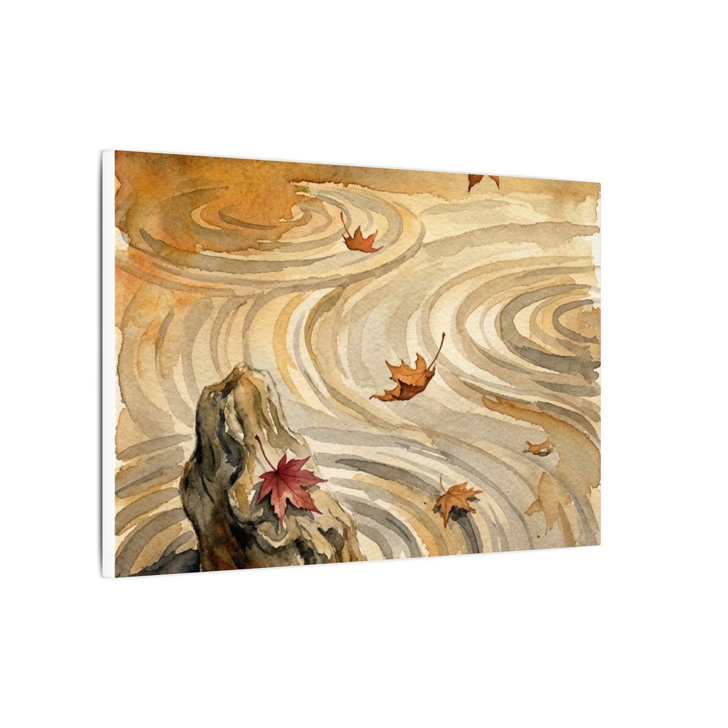Autumn Rock Garden Watercolor Canvas Art | Neutral Decor