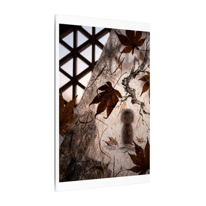 Shoji Screen Autumn Canvas Art | Dark Japandi Atmospheric Design
