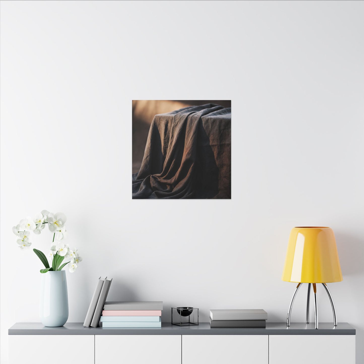 Silk Drape Canvas Art | Winter Dark Japandi Shadow Zen Art