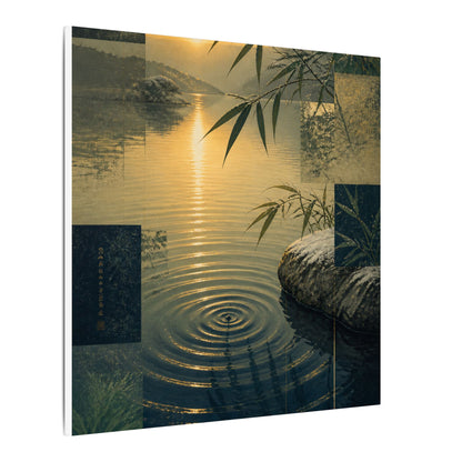 Zen Water Ripple in Golden Hour | Ukiyo E Inspired Canvas Art