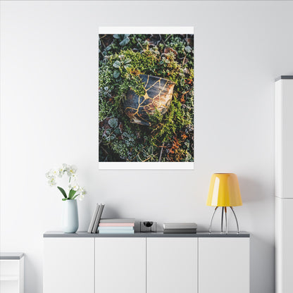 Artful Moss Close Up Canvas Art - Gold Repair Kintsugi