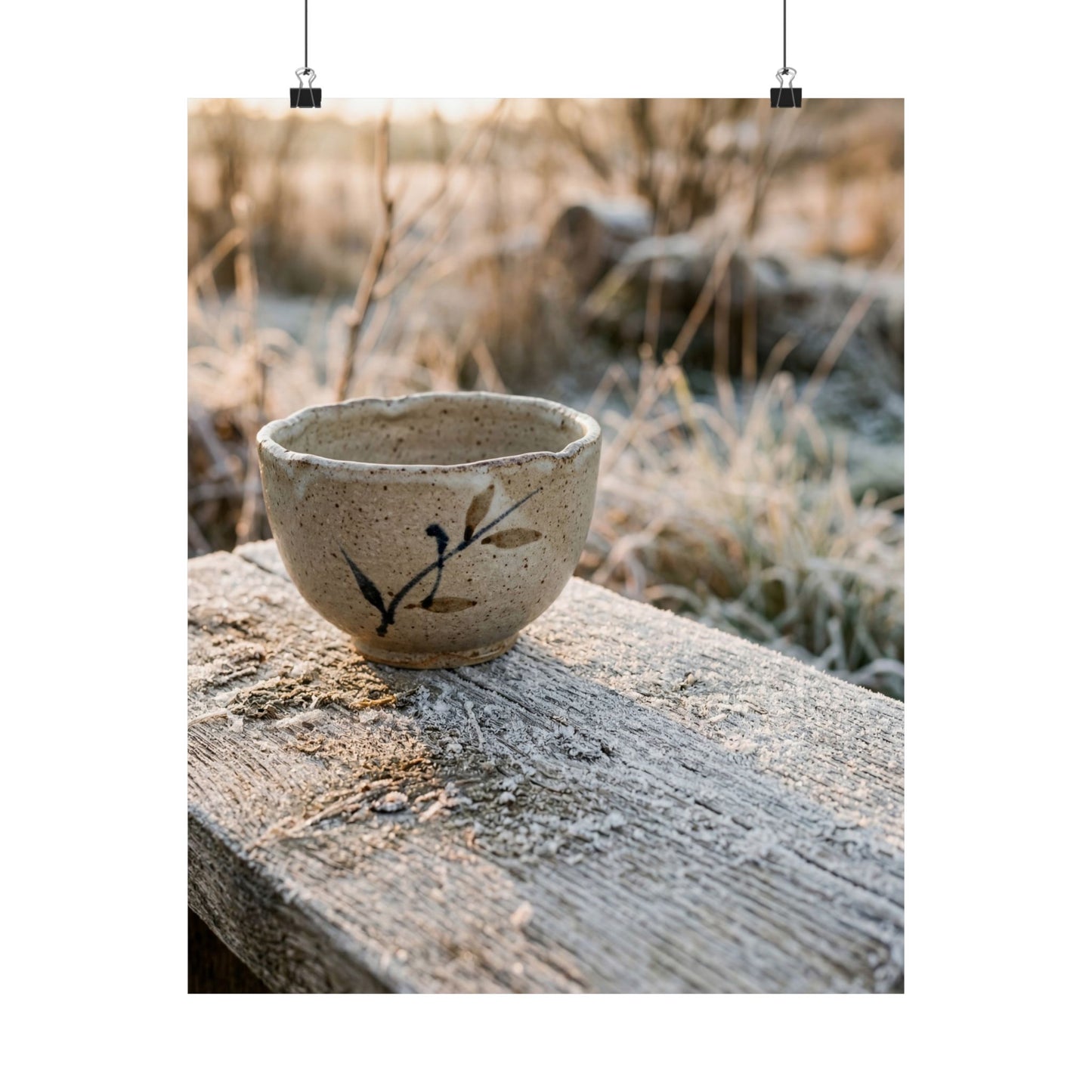 Japandi Ceramic Bowl in Golden Hour | Japanese Pattern Wall Art Print Art Print