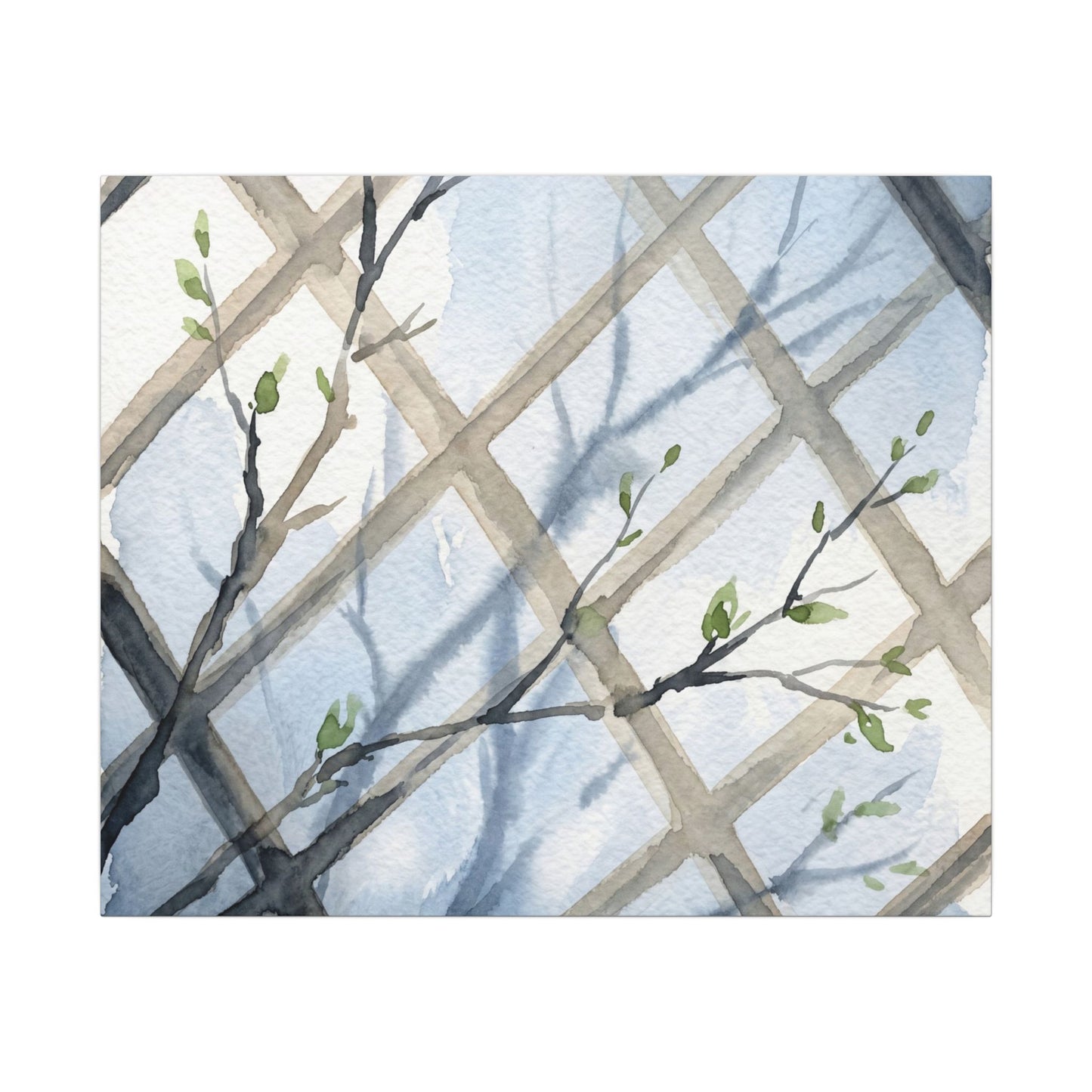 Shoji Screen Canvas Art | Spring Japandi Watercolor Art